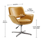 Fauteuil pivotant d'appoint en cuir de vachette orange/marron avec base chromée, gris/vert foncé/blanc cassé/bleu foncé – 1 personne