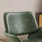 Fauteuil pivotant d'appoint en cuir de vachette orange/marron avec base chromée, gris/vert foncé/blanc cassé/bleu foncé – 1 personne