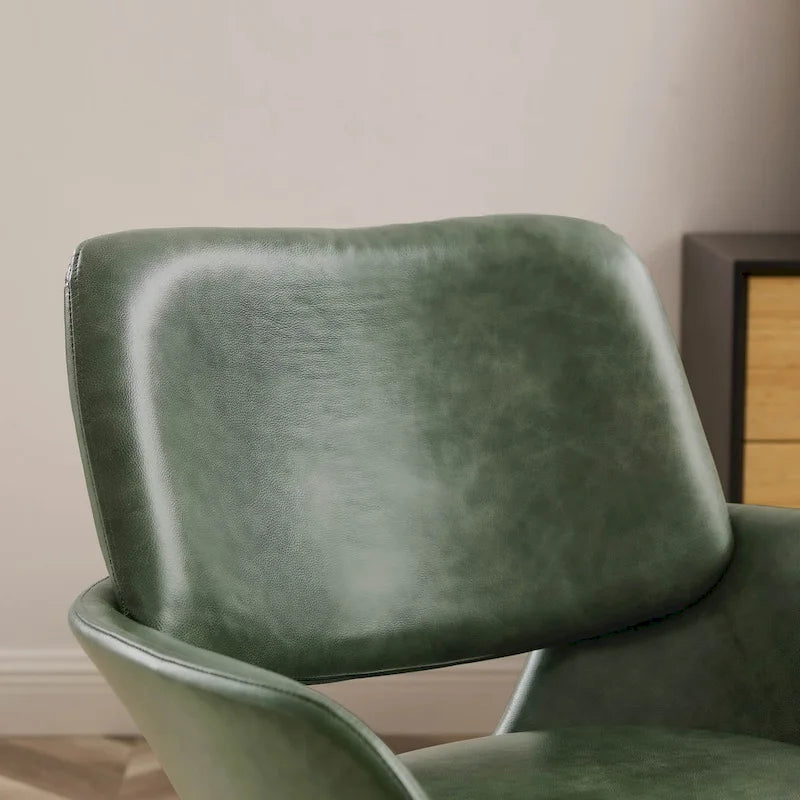 Fauteuil pivotant d'appoint en cuir de vachette orange/marron avec base chromée, gris/vert foncé/blanc cassé/bleu foncé – 1 personne