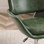 Fauteuil pivotant d'appoint en cuir de vachette orange/marron avec base chromée, gris/vert foncé/blanc cassé/bleu foncé – 1 personne