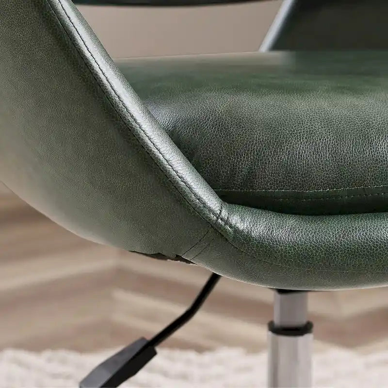 Fauteuil pivotant d'appoint en cuir de vachette orange/marron avec base chromée, gris/vert foncé/blanc cassé/bleu foncé – 1 personne