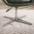Fauteuil pivotant d'appoint en cuir de vachette orange/marron avec base chromée, gris/vert foncé/blanc cassé/bleu foncé – 1 personne