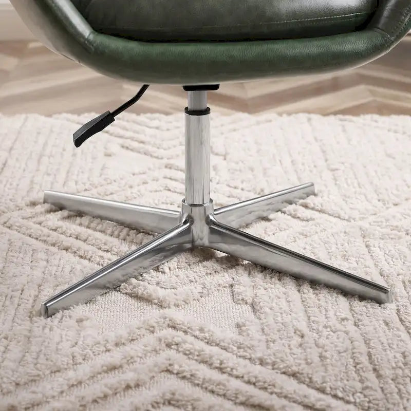 Fauteuil pivotant d'appoint en cuir de vachette orange/marron avec base chromée, gris/vert foncé/blanc cassé/bleu foncé – 1 personne