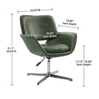 Fauteuil pivotant d'appoint en cuir de vachette orange/marron avec base chromée, gris/vert foncé/blanc cassé/bleu foncé – 1 personne
