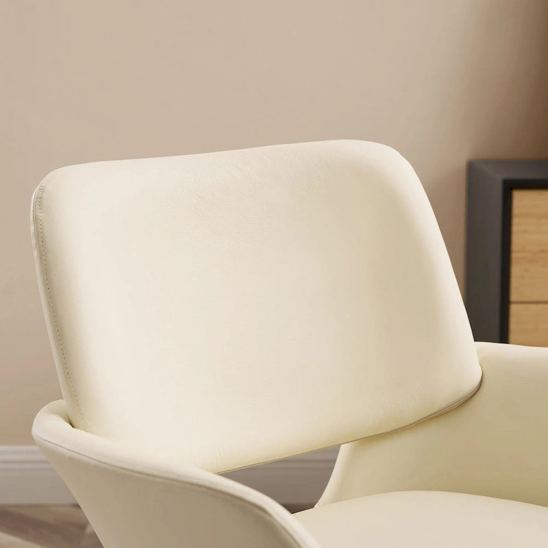 Fauteuil pivotant d'appoint en cuir de vachette orange/marron avec base chromée, gris/vert foncé/blanc cassé/bleu foncé – 1 personne