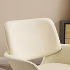 Fauteuil pivotant d'appoint en cuir de vachette orange/marron avec base chromée, gris/vert foncé/blanc cassé/bleu foncé – 1 personne