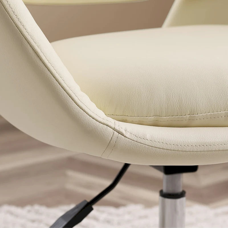 Fauteuil pivotant d'appoint en cuir de vachette orange/marron avec base chromée, gris/vert foncé/blanc cassé/bleu foncé – 1 personne