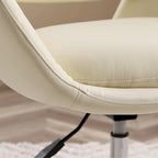 Fauteuil pivotant d'appoint en cuir de vachette orange/marron avec base chromée, gris/vert foncé/blanc cassé/bleu foncé – 1 personne