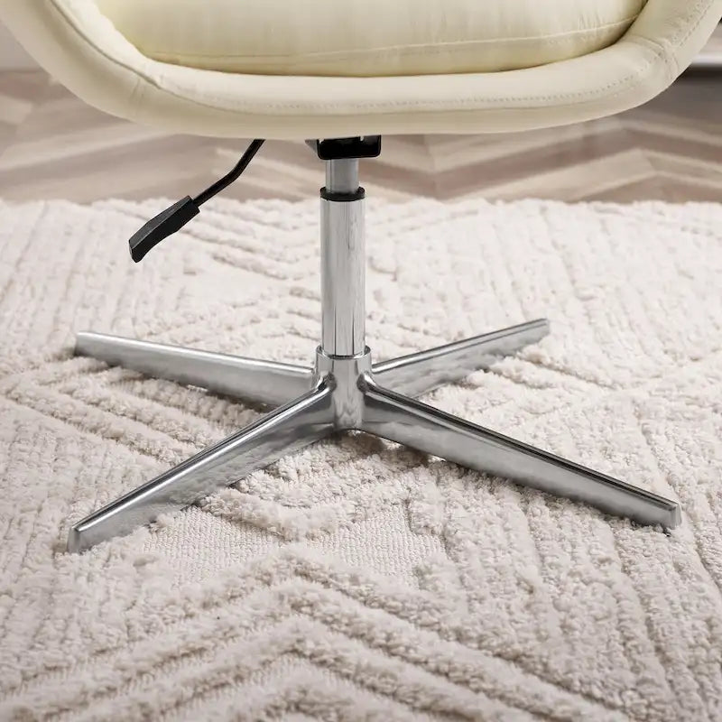 Fauteuil pivotant d'appoint en cuir de vachette orange/marron avec base chromée, gris/vert foncé/blanc cassé/bleu foncé – 1 personne