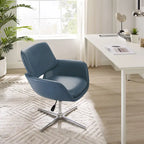 Fauteuil pivotant d'appoint en cuir de vachette orange/marron avec base chromée, gris/vert foncé/blanc cassé/bleu foncé – 1 personne