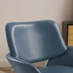 Fauteuil pivotant d'appoint en cuir de vachette orange/marron avec base chromée, gris/vert foncé/blanc cassé/bleu foncé – 1 personne
