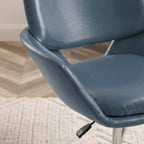 Fauteuil pivotant d'appoint en cuir de vachette orange/marron avec base chromée, gris/vert foncé/blanc cassé/bleu foncé – 1 personne