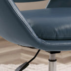 Fauteuil pivotant d'appoint en cuir de vachette orange/marron avec base chromée, gris/vert foncé/blanc cassé/bleu foncé – 1 personne
