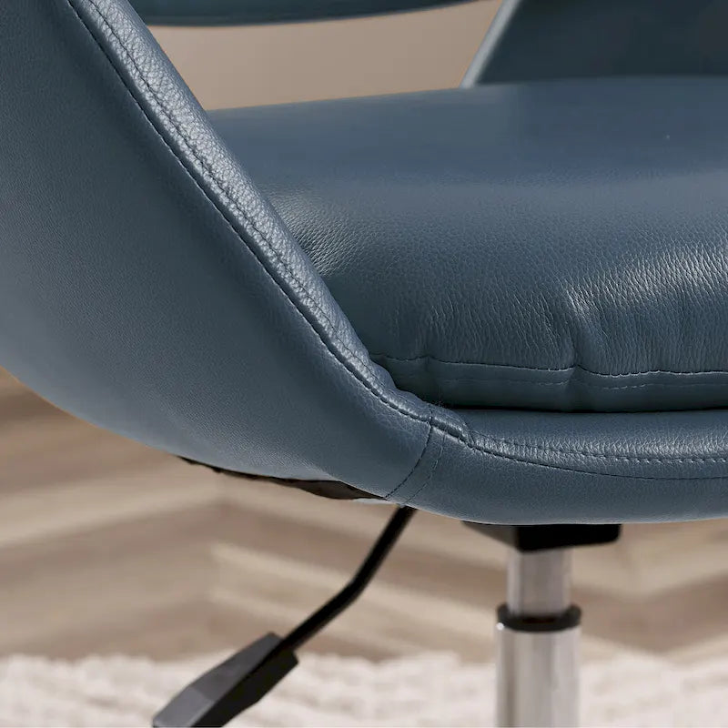 Fauteuil pivotant d'appoint en cuir de vachette orange/marron avec base chromée, gris/vert foncé/blanc cassé/bleu foncé – 1 personne