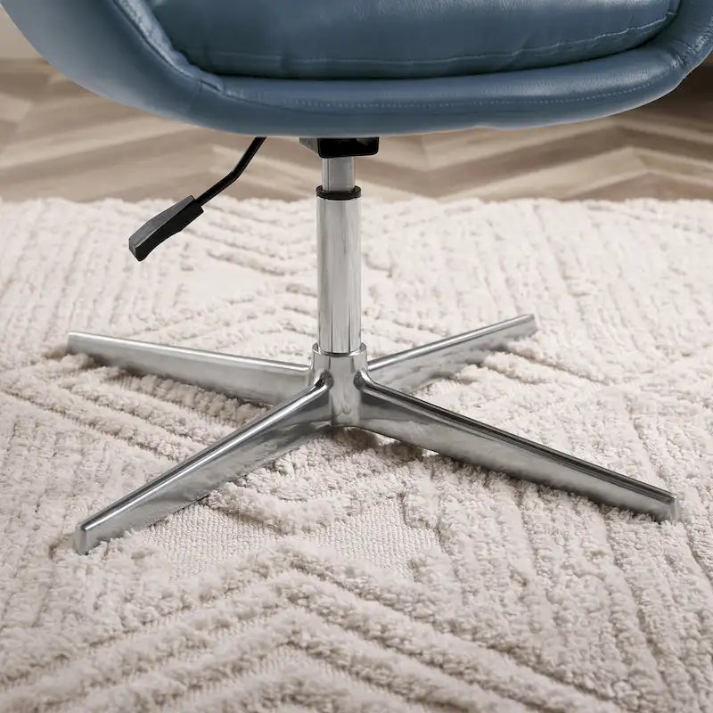 Fauteuil pivotant d'appoint en cuir de vachette orange/marron avec base chromée, gris/vert foncé/blanc cassé/bleu foncé – 1 personne