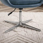 Fauteuil pivotant d'appoint en cuir de vachette orange/marron avec base chromée, gris/vert foncé/blanc cassé/bleu foncé – 1 personne