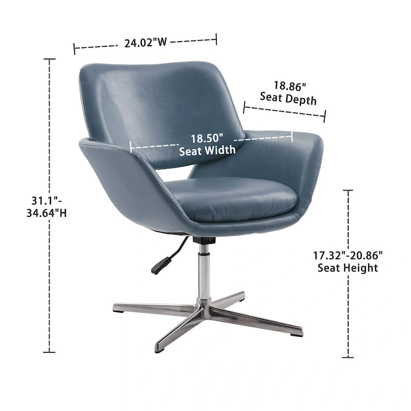 Fauteuil pivotant d'appoint en cuir de vachette orange/marron avec base chromée, gris/vert foncé/blanc cassé/bleu foncé – 1 personne