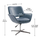 Fauteuil pivotant d'appoint en cuir de vachette orange/marron avec base chromée, gris/vert foncé/blanc cassé/bleu foncé – 1 personne