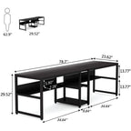 Bureau double pour ordinateur avec étagère 200 cm marron / noir / blanc – 2 personnes