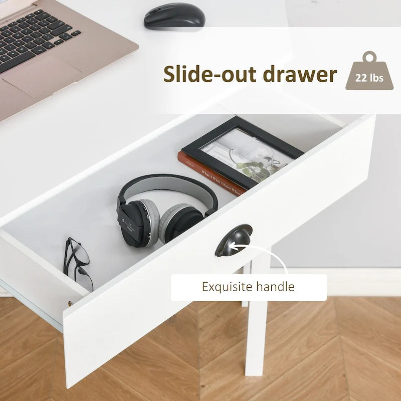 Bureau d'angle triangulaire noir/blanc/gris avec tiroir et 2 étagères ouvertes – Simple