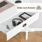 Bureau d'angle triangulaire noir/blanc/gris avec tiroir et 2 étagères ouvertes – Simple