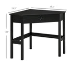 Bureau d'angle triangulaire noir/blanc/gris avec tiroir et 2 étagères ouvertes – Simple