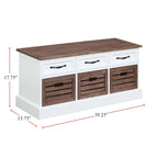Banc de rangement blanc et cappuccino avec 3 tiroirs et 3 paniers – 1 place