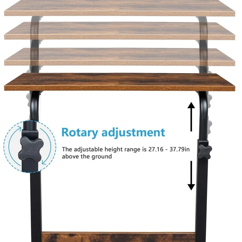 Table d'appoint roulante rétro en aggloméré et acier, réglable en hauteur, avec déflecteur – Simple