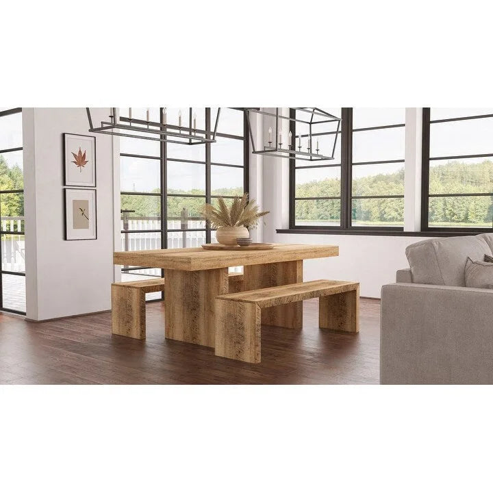 Table à manger en manguier massif naturel avec finition cirée transparente – 80" de large