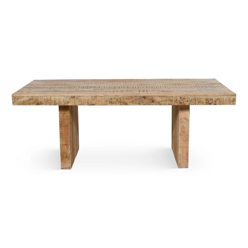 Table à manger en manguier massif naturel avec finition cirée transparente – 80" de large