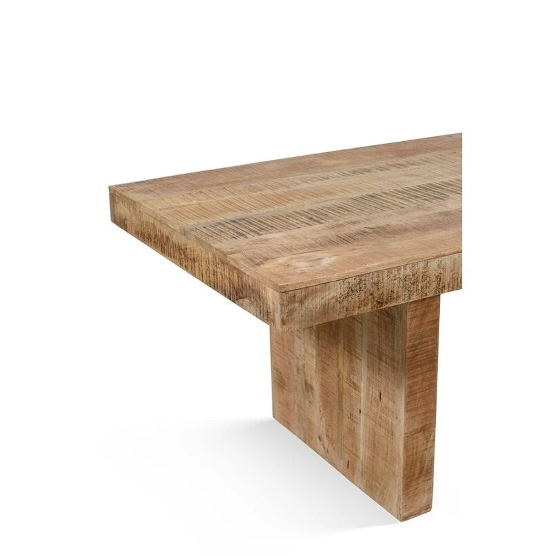 Table à manger en manguier massif naturel avec finition cirée transparente – 80" de large