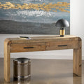 Console – pin fini beige/marron – 2 tiroirs – simple