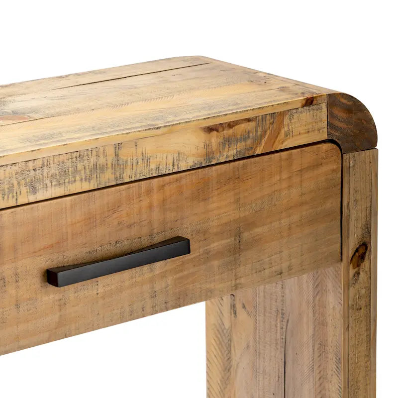 Console – pin fini beige/marron – 2 tiroirs – simple