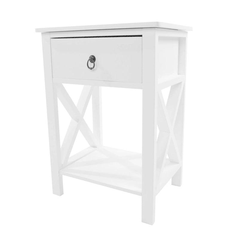 Table de chevet de rangement à 1 tiroir avec base en X Vore Wood Copper Grove