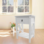 Table de chevet Copper Grove Vore Wood avec 1 tiroir et base en X