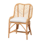 Chaise de salle à manger bohème en rotin – Blanc/Marron Naturel, Unitaire