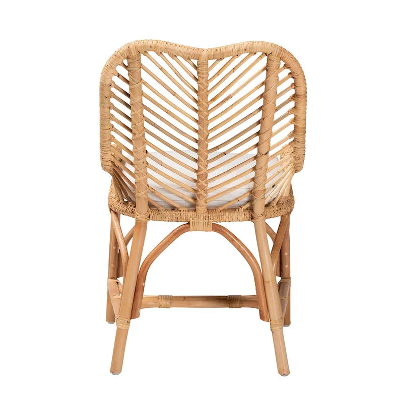 Chaise de salle à manger bohème en rotin – Blanc/Marron Naturel, Unitaire