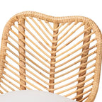 Chaise de salle à manger bohème en rotin – Blanc/Marron Naturel, Unitaire