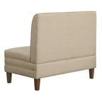 Banc capitonné en lin marron avec pieds en bois d'hévéa couleur noyer – 2 places