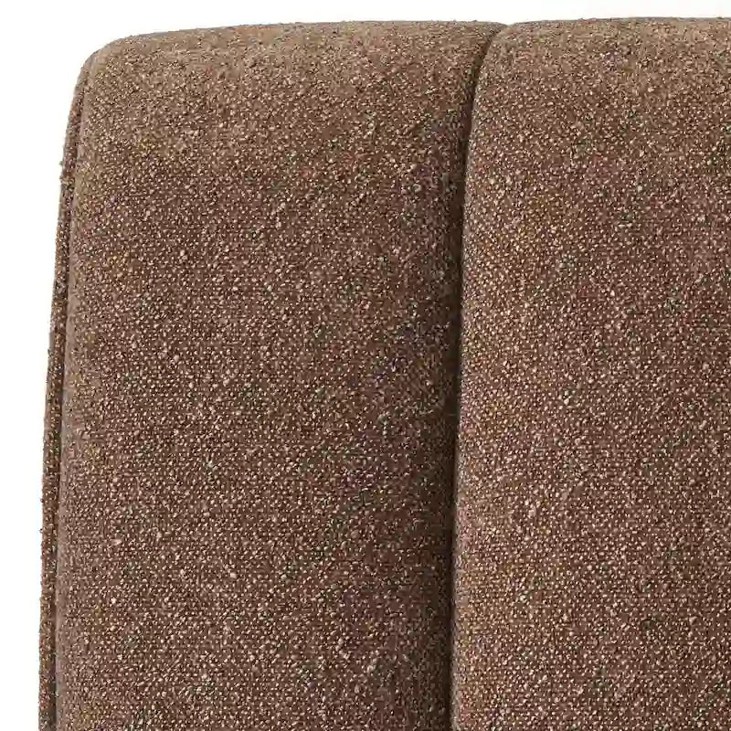 Banc capitonné en lin marron avec pieds en bois d'hévéa couleur noyer – 2 places