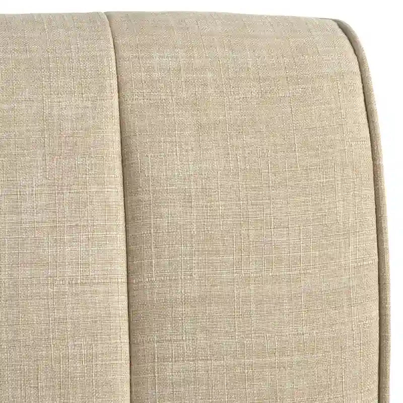 Banc capitonné en lin marron avec pieds en bois d'hévéa couleur noyer – 2 places