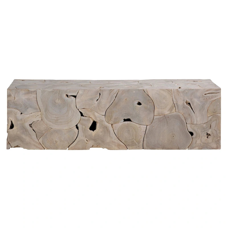 Scarlett 55-inch Rectangular Bleached Teak Root Solid Bench