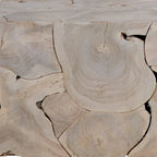 Banc simple en teck massif racine, blanchi marron clair, 140 cm