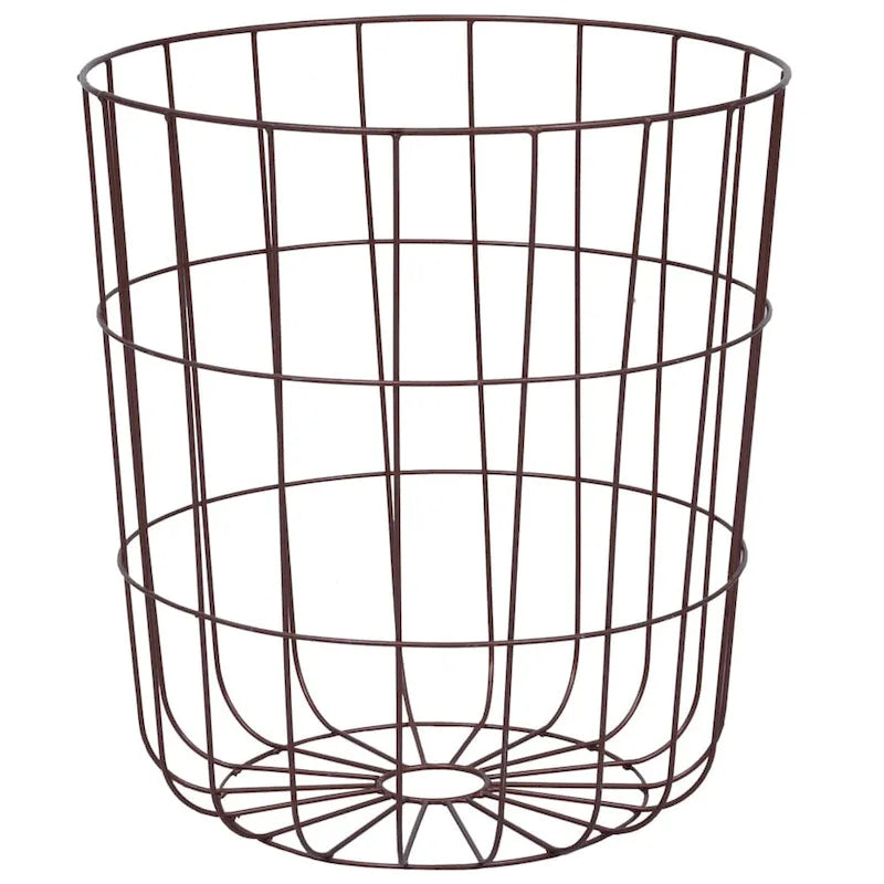 Table basse simple en métal cuivré style panier avec plateau en MDF