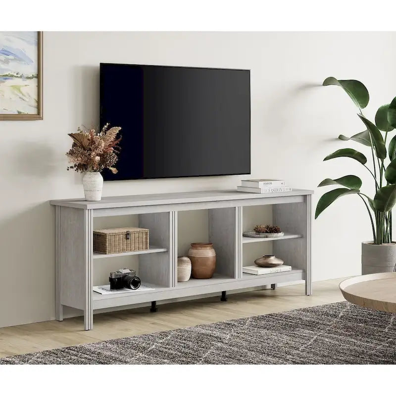 Meuble TV 70" Noir/Blanc avec 5 Niches et Lumières LED – Convient aux TV jusqu'à 75"