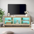 Meuble TV 70" Noir/Blanc avec 5 Niches et Lumières LED – Convient aux TV jusqu'à 75"