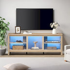 Meuble TV 70" Noir/Blanc avec 5 Niches et Lumières LED – Convient aux TV jusqu'à 75"