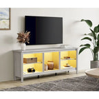 Meuble TV 70" Noir/Blanc avec 5 Niches et Lumières LED – Convient aux TV jusqu'à 75"