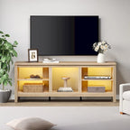Meuble TV 70" Noir/Blanc avec 5 Niches et Lumières LED – Convient aux TV jusqu'à 75"