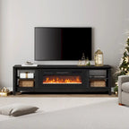 Meuble TV 70" Noir/Blanc avec 5 Niches et Lumières LED – Convient aux TV jusqu'à 75"